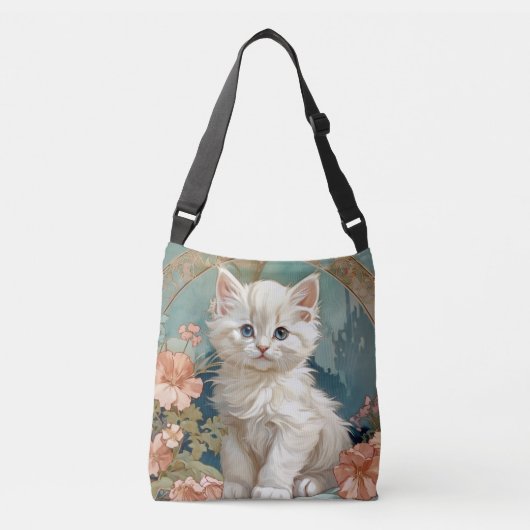 Sac Ajustable Alphonse Mucha Style Chat blanc (Devant)