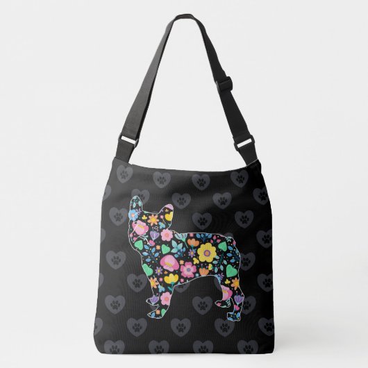Sac Ajustable Amour mignon ma conception florale de bouledogue (Devant)