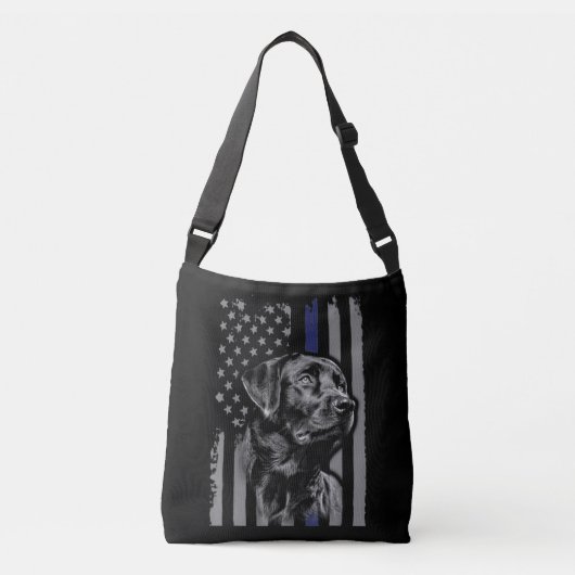 Sac Ajustable Amoureux des chiens | Black Labrador American Flag (Devant)