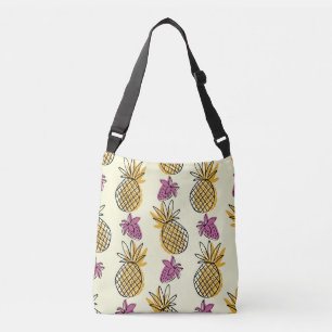 Sac Ajustable Ananas, fraise design textile vintage.