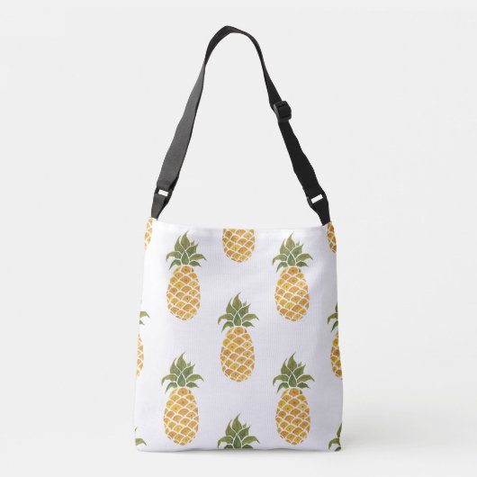 Sac Ajustable Ananas peint à la main, arrière - plan aquarelle. (Dos)