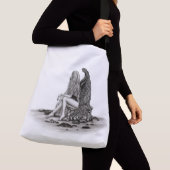 Sac Ajustable Angel, perdu dans la pensée, noir et blanc Design (De près)
