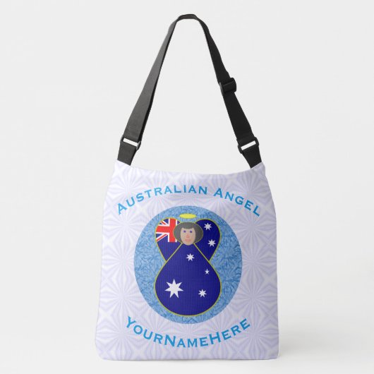Sac Ajustable Angle drapeau australien en cercle bleu sur blanc (Devant)