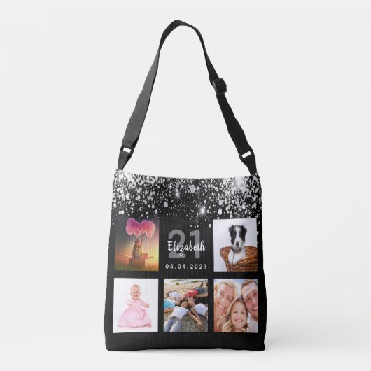 Sac Ajustable Anniversaire noir argent parties scintillant photo (Dos)