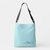 Sac Ajustable Aqua Blue Turquoise Girl Script Monogramme Nom Mod (Dos)