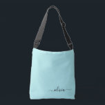 Sac Ajustable Aqua Blue Turquoise Girl Script Monogramme Nom Mod<br><div class="desc">Aqua Blue Turquoise anniversaire,  baby shower ou cadeau de fête de bachelorette pour quelqu'un qui aime le luxe glam et les styles chic.</div>