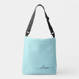 Sac Ajustable Aqua Blue Turquoise Girl Script Monogramme Nom Mod