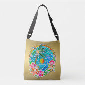 Sac Ajustable Aqua et Gold Ocean Palm Tree Paysage d'été (Devant)