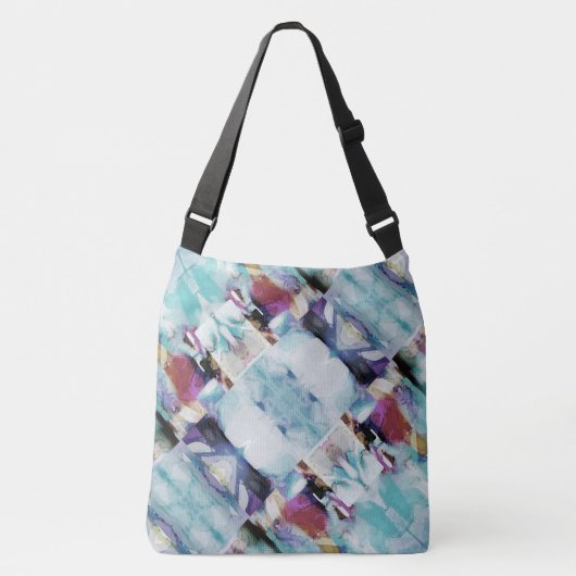 Sac Ajustable Aqua Fuschia Violet Beige Diagonal Lignes peintes (Devant)
