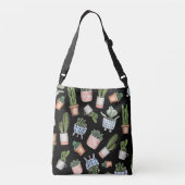 Sac Ajustable Aquarelle Accueil Plante Noir sans couture (Dos)