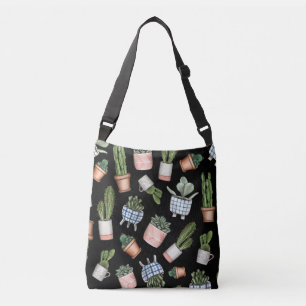 Sac Ajustable Aquarelle Accueil Plante Noir sans couture