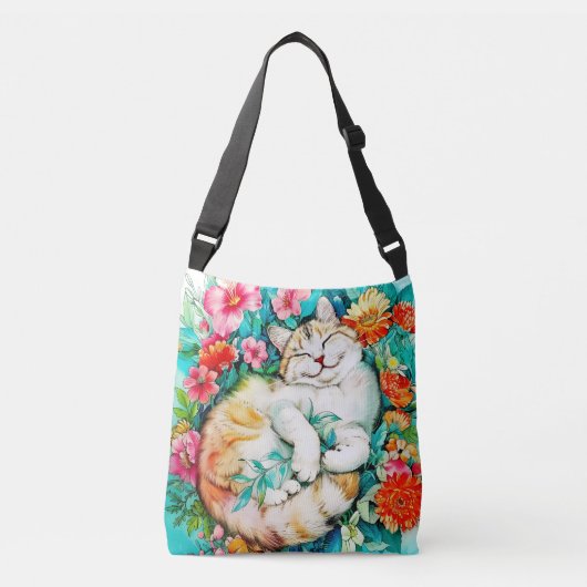 Sac Ajustable Aquarelle de chat Fleur de prairie Bliss (Devant)