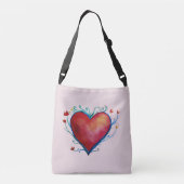 Sac Ajustable Aquarelle de coeur, Love Cross Body Bag (Dos)