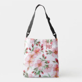 Sac Ajustable Aquarelle de fleurs de cerisier rose monogramme (Dos)