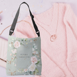 Sac Ajustable Aquarelle dorée Sage Green Floral Personnalisé