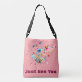 Sac Ajustable Aquarelle florale simple Monogramme Abeille rose (Dos)