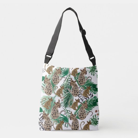 Sac Ajustable Aquarelle Jaguar Chat Verte Botanique (Devant)