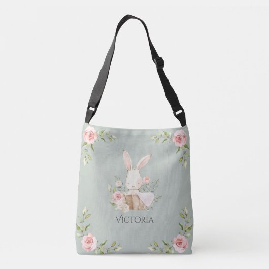 Sac Ajustable Aquarelle lapin personnalisé Sage vert (Dos)