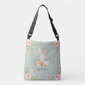 Sac Ajustable Aquarelle lapin personnalisé Sage vert (Devant)
