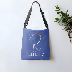Sac Ajustable Aquarelle moderne nom initial R professeur bleu