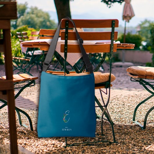 Sac Ajustable Aquarelle monochrome lettre E infirmière bleu fonc