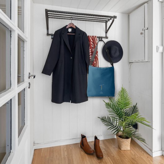 Sac Ajustable Aquarelle monochrome lettre T infirmière bleu fonc