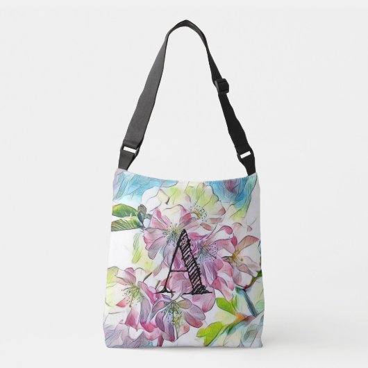 Sac Ajustable Aquarelle Monogram Modern Rose Chercher Blossom (Devant)