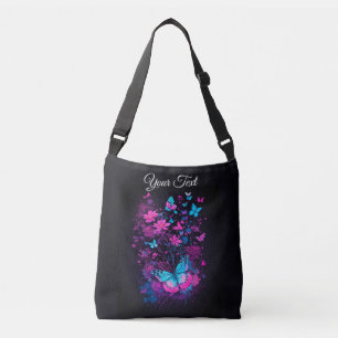 Sac Ajustable aquarelle noire botanique chic papillon élégant