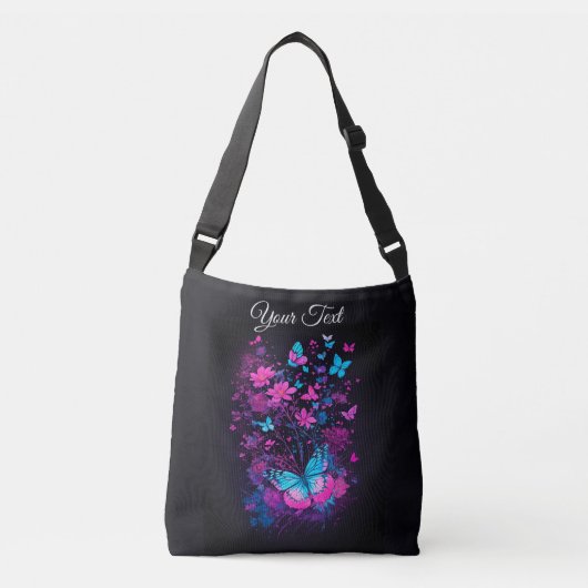 Sac Ajustable aquarelle noire botanique chic papillon élégant (Devant)