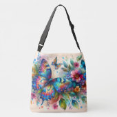 Sac Ajustable Aquarelle Papillon Floral Fleurs Bleu rose (Dos)