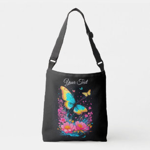 Sac Ajustable aquarelle Papillons rose fleurs bleu élégant