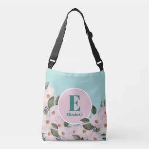 Sac Ajustable Aquarelle Rose Ballerina Floral Monogram Circle