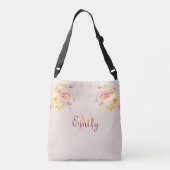 Sac Ajustable Aquarelle Roses Jaunes Rose, Monogramme (Dos)