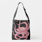 Sac Ajustable Aquarelle rouge octopique en noir (Dos)