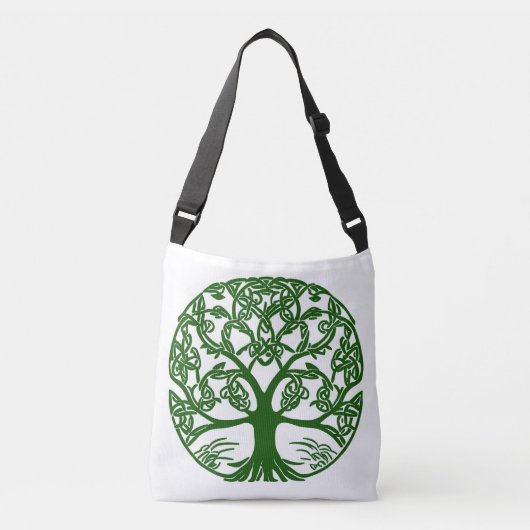 Sac Ajustable Arbre à noeuds celtique de la vie Vert sur blanc (Devant)
