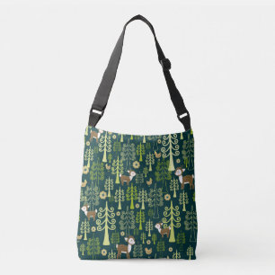Sac Ajustable Arbres épicéas vintage, motif cerfs.