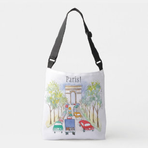 Sac Ajustable Arc de Triomphe Paris Whimsical Watercolor croquis