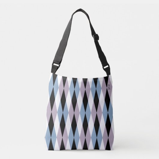 Sac Ajustable Arlequin Diamond Motif - Bleu et Dusty Lilac (Devant)