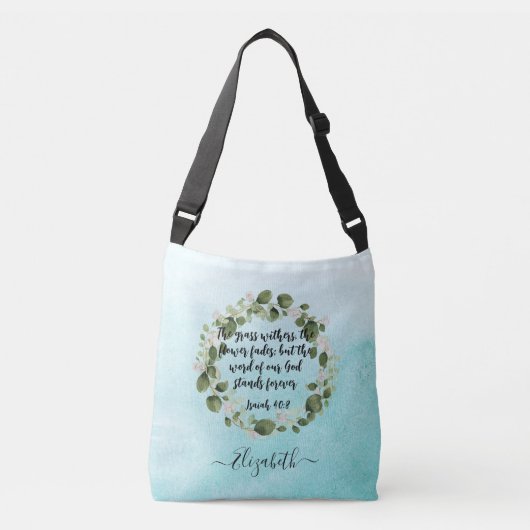 Sac Ajustable Arrosage avec la Bible Verse Aquarelle Eucalyptus (Devant)