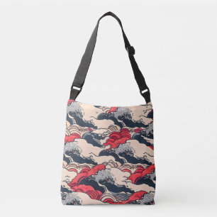 Sac Ajustable Art abstrait de style japonais avec vagues océaniq