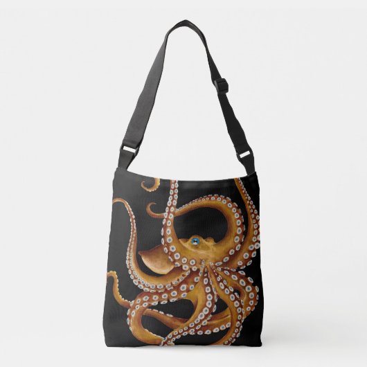 Sac Ajustable Art noir d'oeil bleu Brown de poulpe (Devant)
