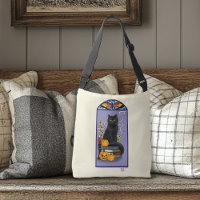 Art Nouveau Chat Noir Citrouille Violet Automne Ja