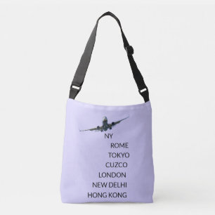 Sac Ajustable Avion en vol sur fond bleu pervenche clair