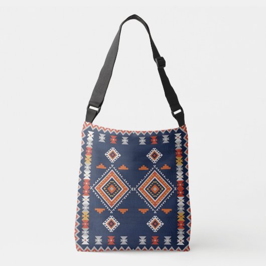 Sac Ajustable Azure Navy and Terracotta Geometric Tribal (Devant)