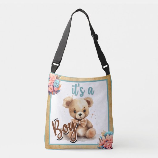 Sac Ajustable Baby shower Ours Bleu Boho (Devant)