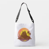 Sac Ajustable Badge avec paysage volcanique tropical et palmiers (Dos)
