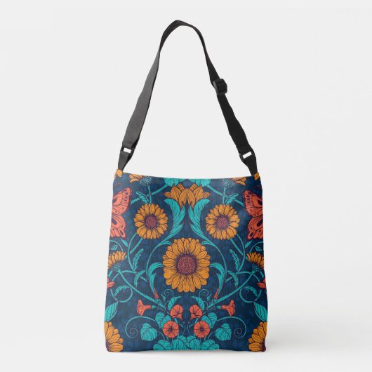 Sac Ajustable Baies Art Nouveau en bleu et jaune (Dos)