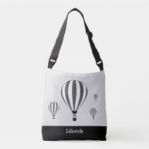 Sac Ajustable Ballons à air chaud gris et blancs sur fond argent