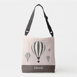 Sac Ajustable Ballons à air chaud marron et blancs sur fond beig