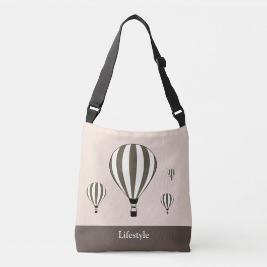 Sac Ajustable Ballons chauds Brown et blancs sur beige et marron (Devant)